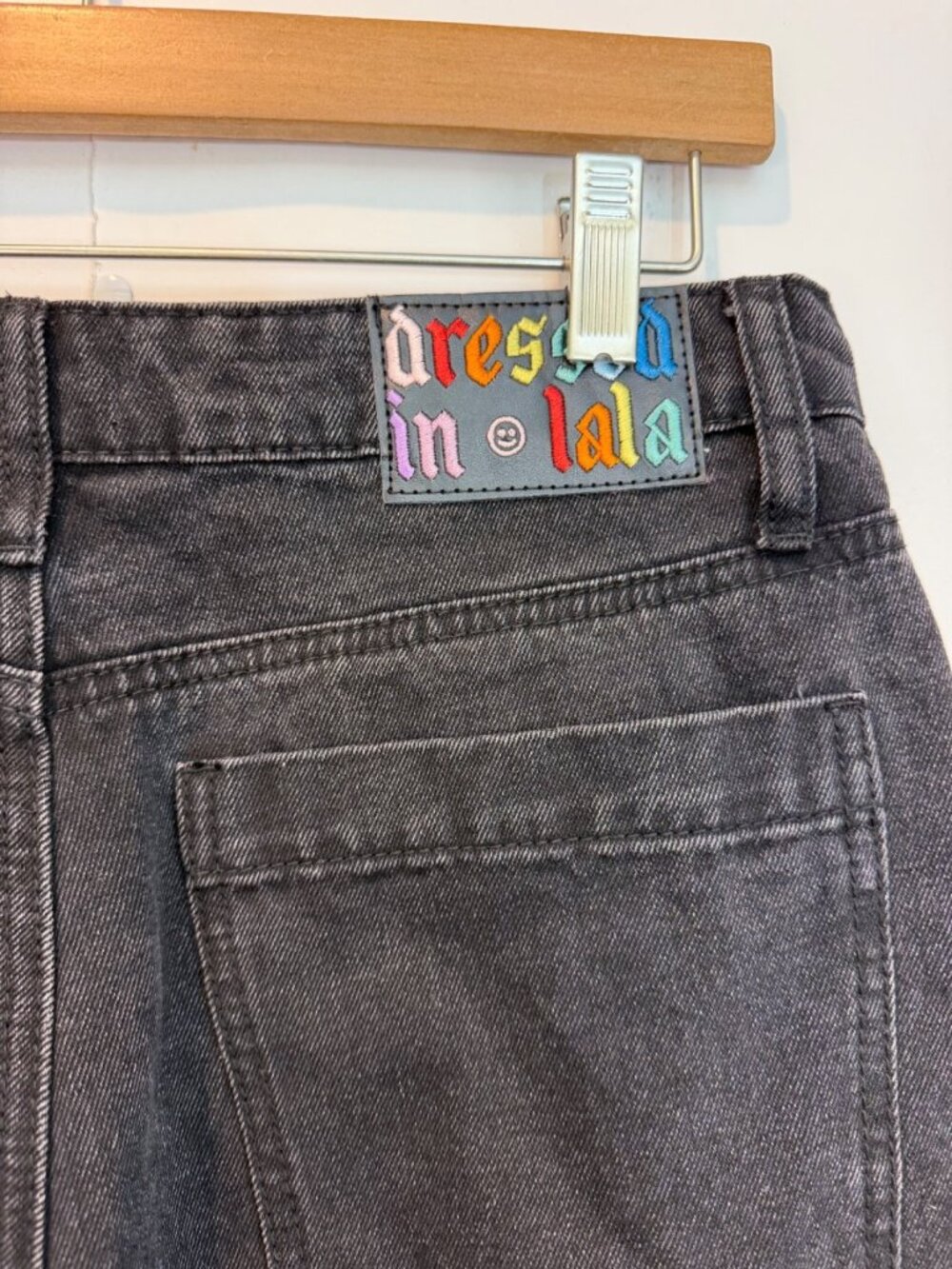 Dressed in LaLa Effortlessly Cool Wide Leg Denim Jean Size Small Throwback Black - Picture 7 of 10